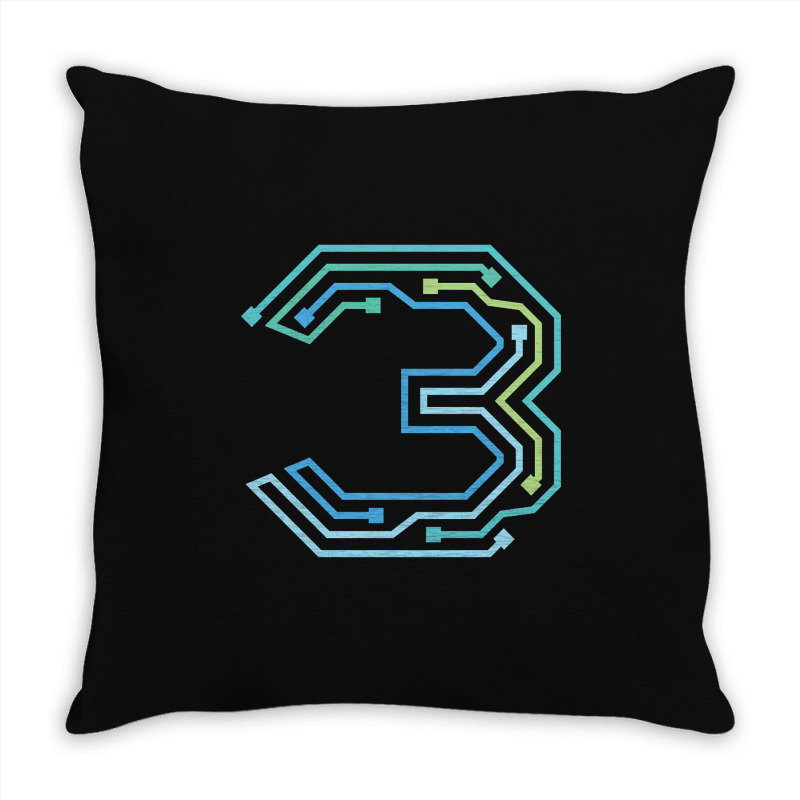 Number Three Circuit Design Throw Pillow | Artistshot