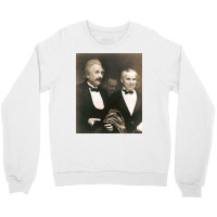 Elbert Einstein With Charlie Chaplin Crewneck Sweatshirt | Artistshot