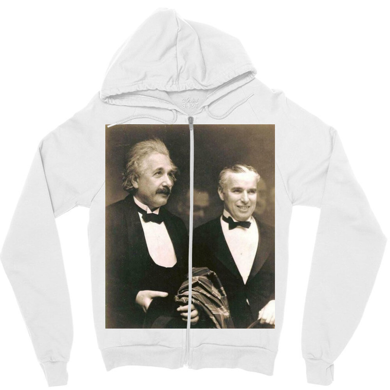 Elbert Einstein With Charlie Chaplin Zipper Hoodie by dewacitrus | Artistshot