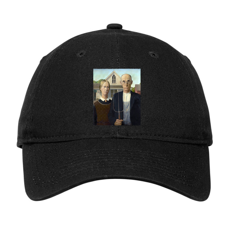 American Gothic, By Grant Wood, Oil On Beaverboard, 1930. Adjustable Cap | Artistshot