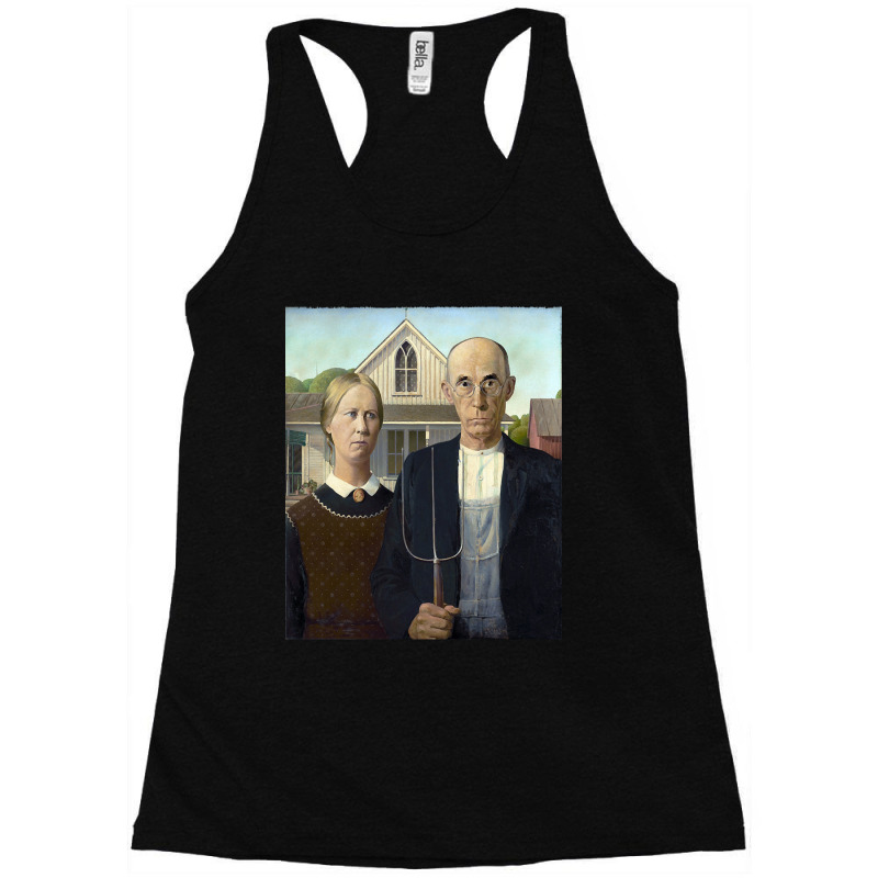 American Gothic, By Grant Wood, Oil On Beaverboard, 1930. Racerback Tank | Artistshot