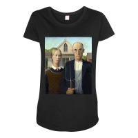 American Gothic, By Grant Wood, Oil On Beaverboard, 1930. Maternity Scoop Neck T-shirt | Artistshot