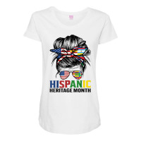 National Hispanic Heritage Month Us Latin Flags Messy Bun T Shirt Maternity Scoop Neck T-shirt | Artistshot