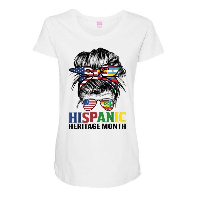 National Hispanic Heritage Month Us Latin Flags Messy Bun T Shirt Maternity Scoop Neck T-shirt by hamlerf | Artistshot