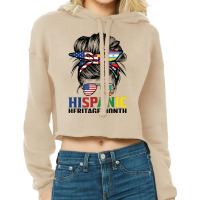 National Hispanic Heritage Month Us Latin Flags Messy Bun T Shirt Cropped Hoodie | Artistshot