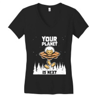 Alien Galaxy Science Space Cat Lover Your Planet Is Next-al4qy Women's V-neck T-shirt | Artistshot