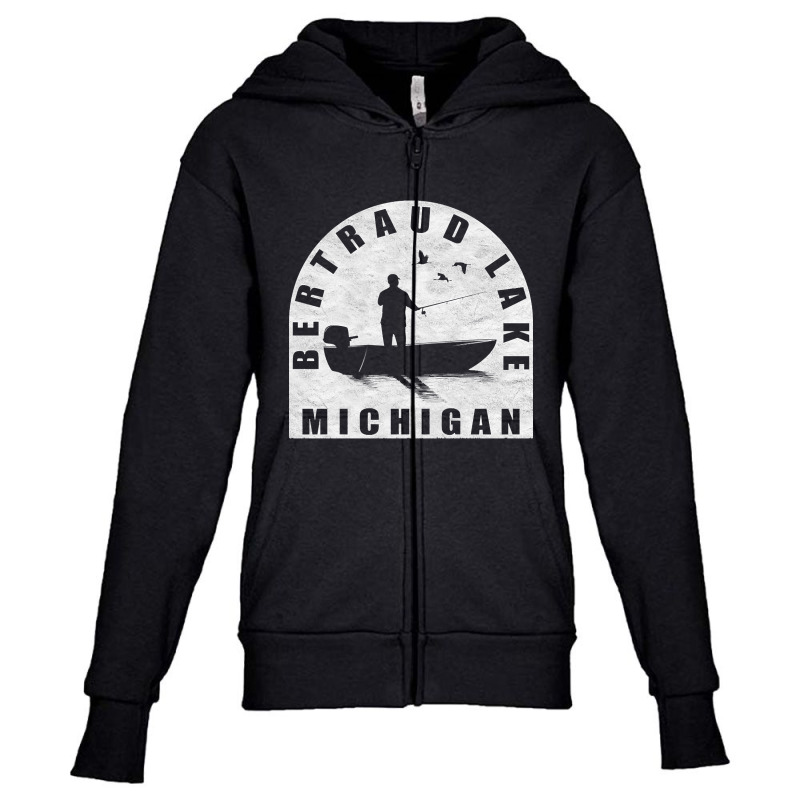 Bertraud Lake Fishing Michigan Youth Zipper Hoodie | Artistshot