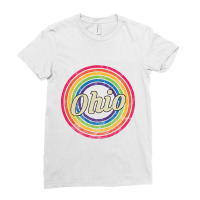 Ohio - Retro Rainbow Faded-style Ladies Fitted T-shirt | Artistshot