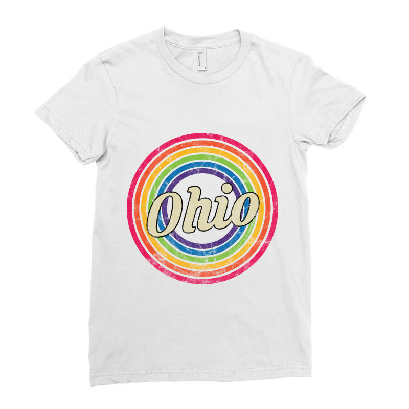 Ohio - Retro Rainbow Faded-style Ladies Fitted T-shirt | Artistshot