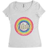 Ohio - Retro Rainbow Faded-style Women's Triblend Scoop T-shirt | Artistshot