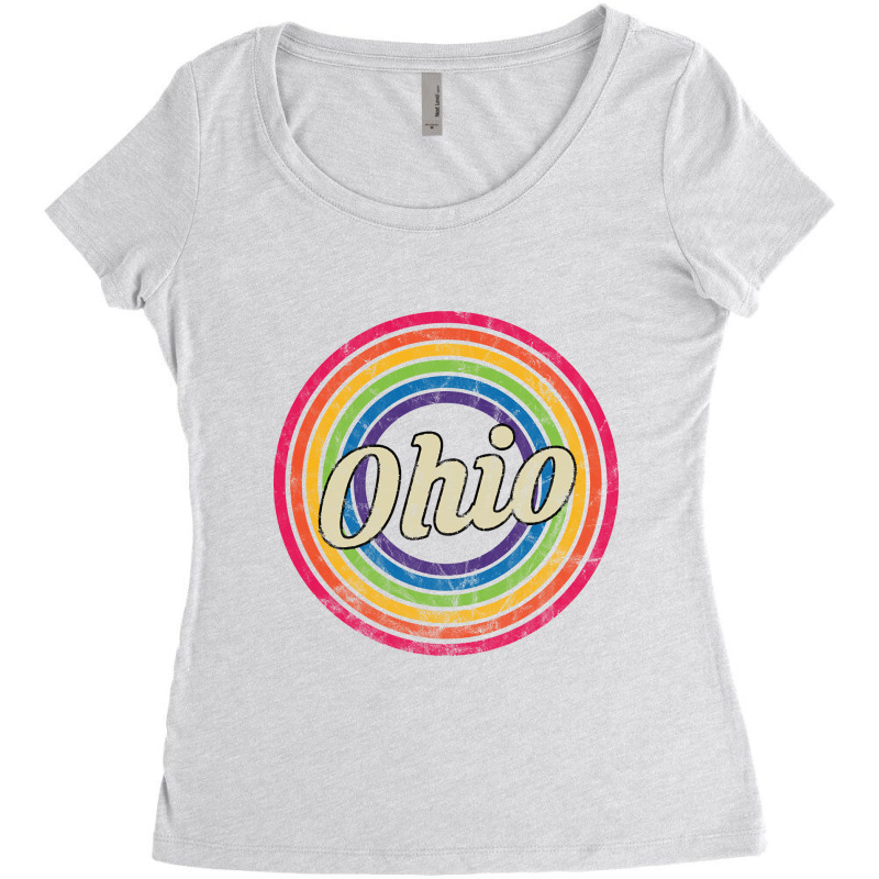 Ohio - Retro Rainbow Faded-style Women's Triblend Scoop T-shirt | Artistshot