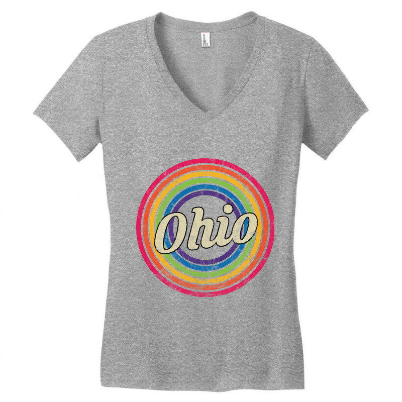 Ohio - Retro Rainbow Faded-style Women's V-neck T-shirt | Artistshot