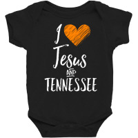 Trending I Love Jesus And Tennessee Orange Heart Cute Fan Baby Bodysuit | Artistshot