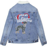 Trending Love My Standard Schnauzer Dog Valentine's Day Unisex Sherpa-lined Denim Jacket | Artistshot