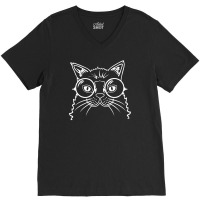 Hipster Cat V-neck Tee | Artistshot