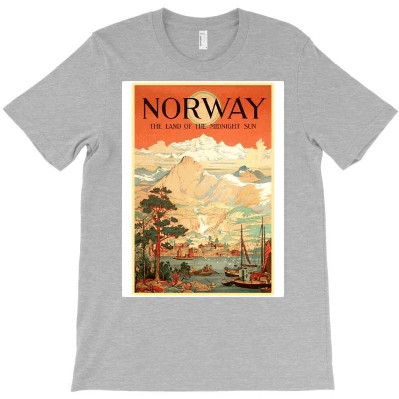 Norway The Land Of The Midnight Sun Vintage Travel  Design  Red Nature T-shirt | Artistshot