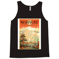 Norway The Land Of The Midnight Sun Vintage Travel  Design  Red Nature Tank Top | Artistshot