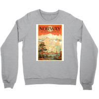 Norway The Land Of The Midnight Sun Vintage Travel  Design  Red Nature Crewneck Sweatshirt | Artistshot