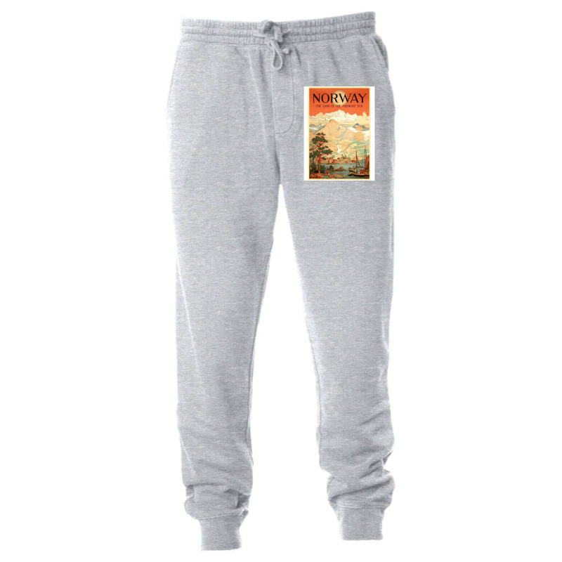 Norway The Land Of The Midnight Sun Vintage Travel  Design  Red Nature Unisex Jogger | Artistshot