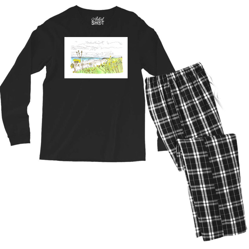 Orkney Coast With Longhouse  Humor 70s Men's Long Sleeve Pajama Set | Artistshot