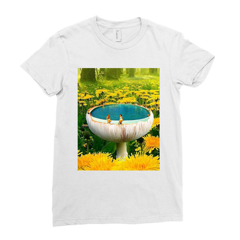 Mushroom Dandelion Pool Ladies Fitted T-Shirt by thomasbaker | Artistshot