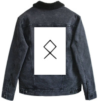 Viking Norse Rune Othala Simple Black Amp White  Aesthetic Girl Unisex Sherpa-lined Denim Jacket | Artistshot