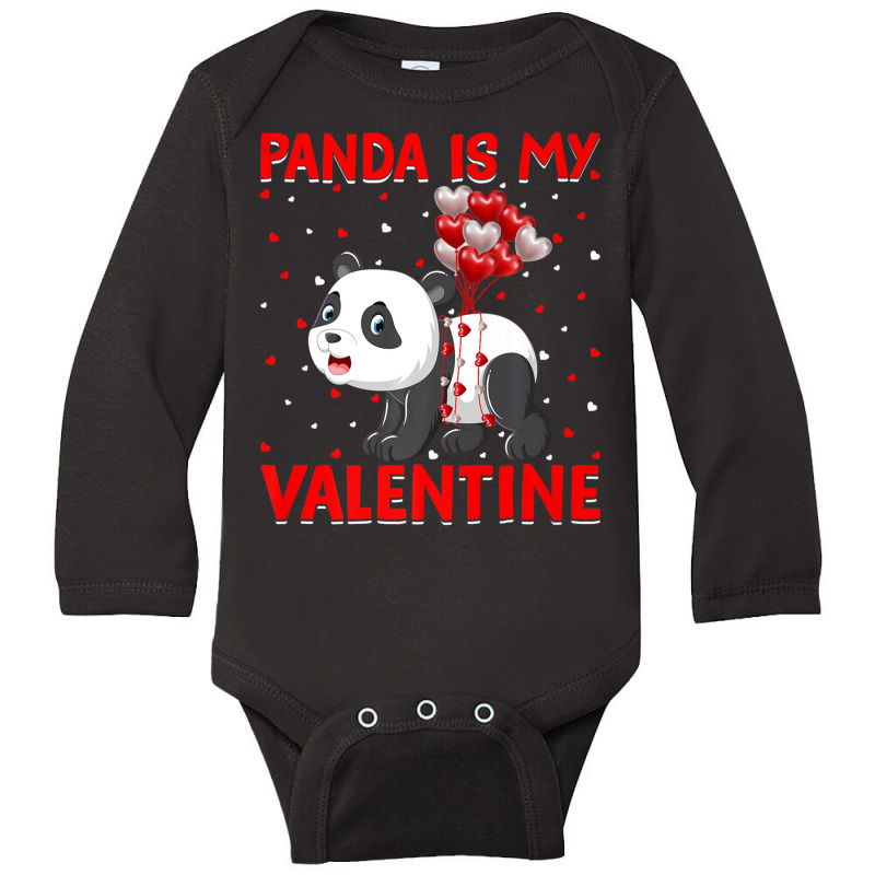 Limited Edition Panda Is My Valentine Hearts Love Panda Valentine Long Sleeve Baby Bodysuit by Kristina Ritchey | Artistshot