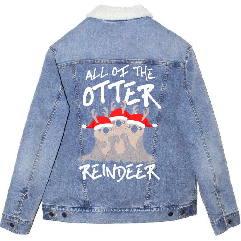 All Of The Otter Reindeer Christmas Holiday Unisex Sherpa-lined Denim Jacket | Artistshot