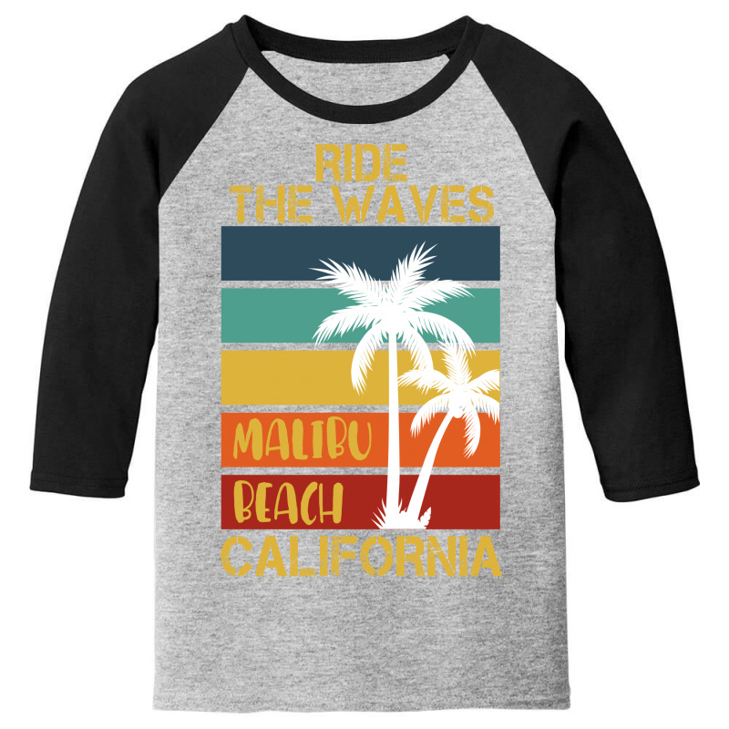 Ride Te Waves Malibu Beach California Youth 3/4 Sleeve by autlu2024 | Artistshot