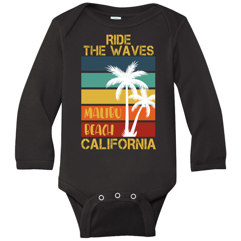 Ride Te Waves Malibu Beach California Long Sleeve Baby Bodysuit by autlu2024 | Artistshot