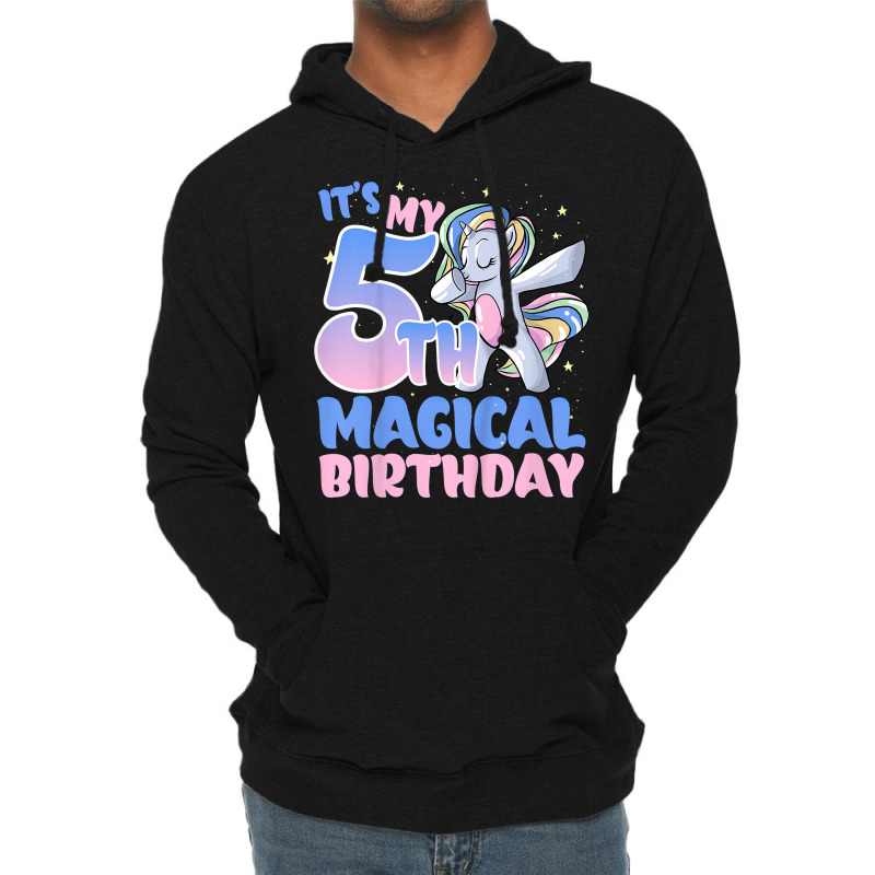 Kids It's My 5th Magical Birthday Rainbow Tail Unicorn Kid T Shirt Lightweight Hoodie | Artistshot