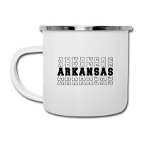 Arkansas Stacked Black Color Camper Cup | Artistshot