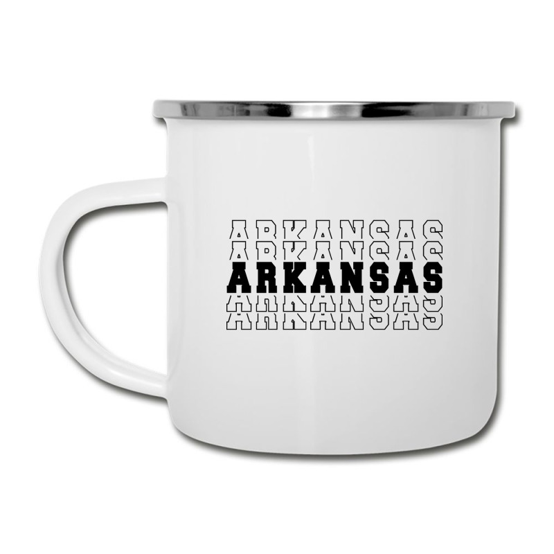 Arkansas Stacked Black Color Camper Cup | Artistshot