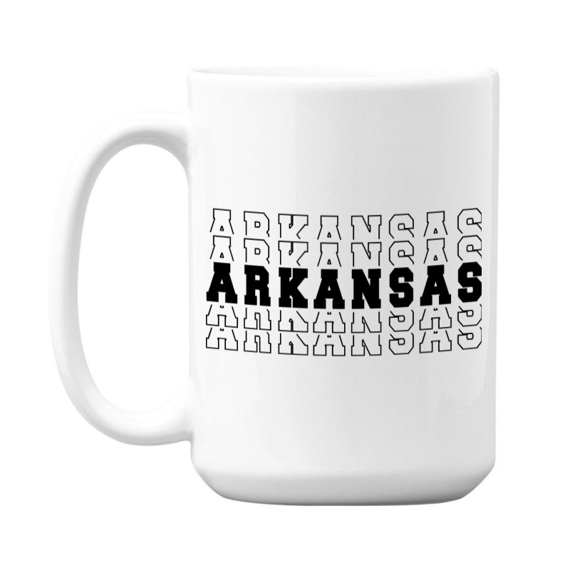 Arkansas Stacked Black Color 15 Oz Coffee Mug | Artistshot