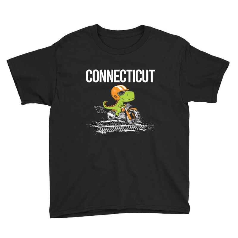 Biking Dinosaur Connecticut Youth Tee | Artistshot