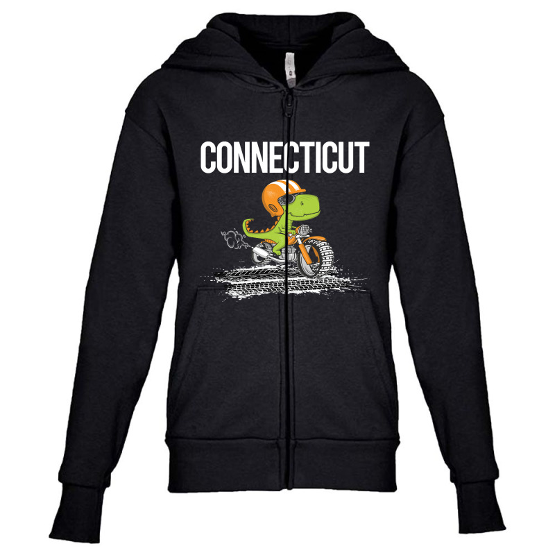 Biking Dinosaur Connecticut Youth Zipper Hoodie | Artistshot