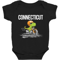 Biking Dinosaur Connecticut Baby Bodysuit | Artistshot