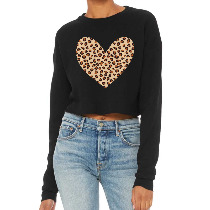 Limited Edition Leopard Print Heart Cheetah Pattern Valentine's Day Lo Cropped Sweater by Ricarda Petrie | Artistshot