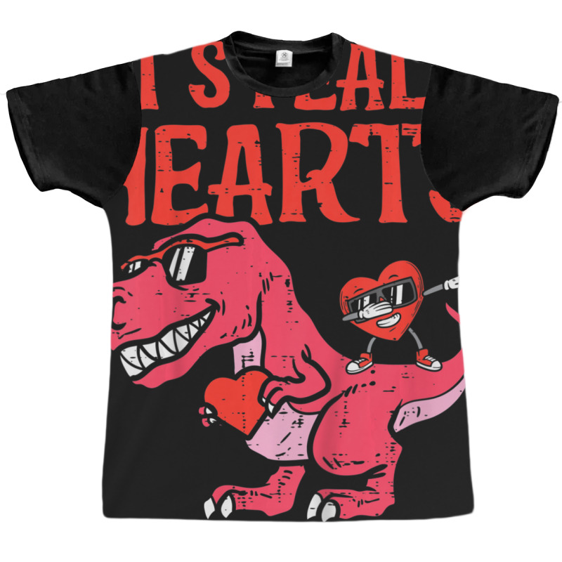 Trending Kids I Steal Hearts Dino Dab Toddler Baby Boys Valentines Day Graphic T-shirt | Artistshot