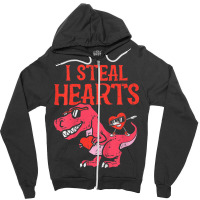 Trending Kids I Steal Hearts Dino Dab Toddler Baby Boys Valentines Day Zipper Hoodie | Artistshot