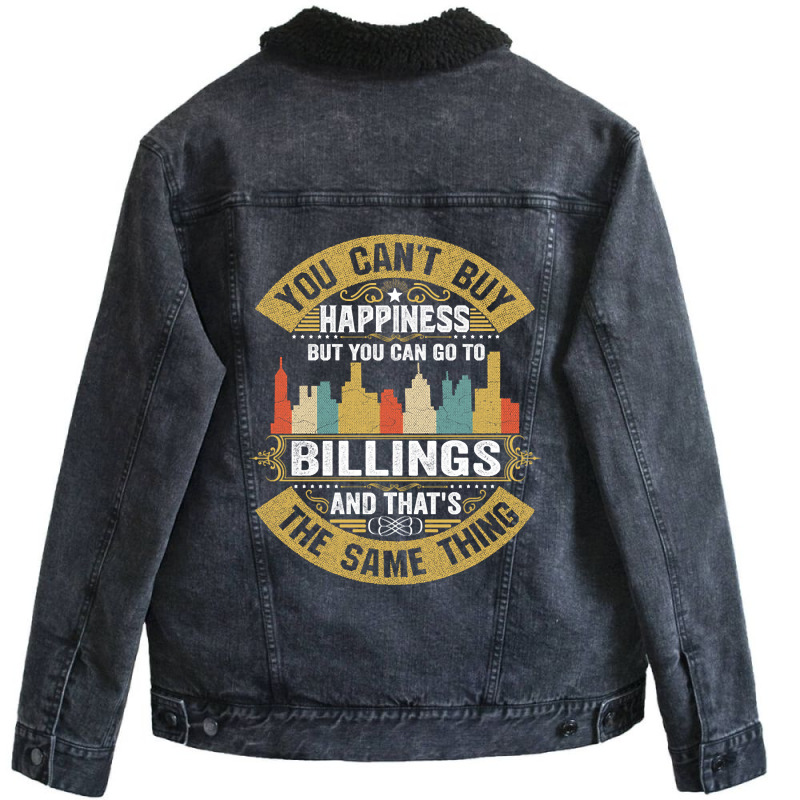 Billings City Montana  State Usa Flag Native American Unisex Sherpa-lined Denim Jacket | Artistshot