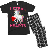 I Steal Hearts Valentines Unicorn Shirt Valentine Apparel T Shirt Men's T-shirt Pajama Set | Artistshot