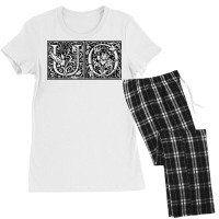 Uo   Initials U O Name Surname Onomastics Onomatology T Shirt Women's Pajamas Set | Artistshot