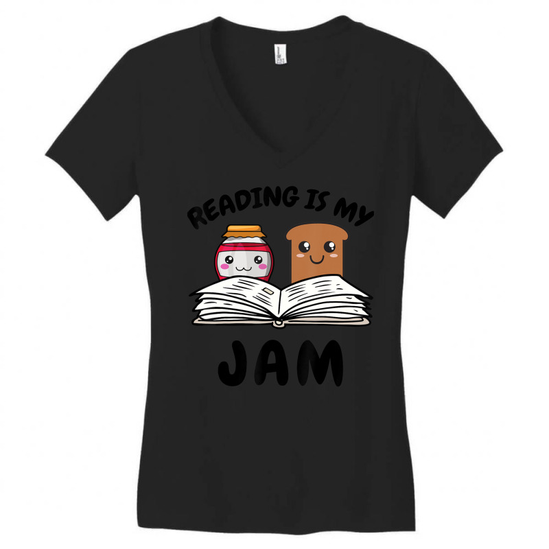 Limited Edition Reading Is My Jam For Teacher Nerd Bookworm Book Lover Women's V-Neck T-Shirt by yumgaugeteuda | Artistshot