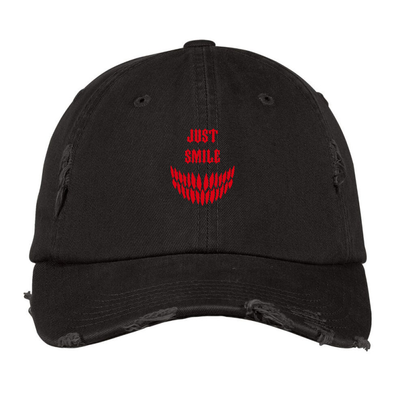 Horror Just Smile Creepy Teeth Sport Gym Fitness Life Training Trainin Vintage Cap by IndiaSwam | Artistshot