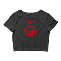 Horror Just Smile Creepy Teeth Sport Gym Fitness Life Training Trainin Crop Top | Artistshot