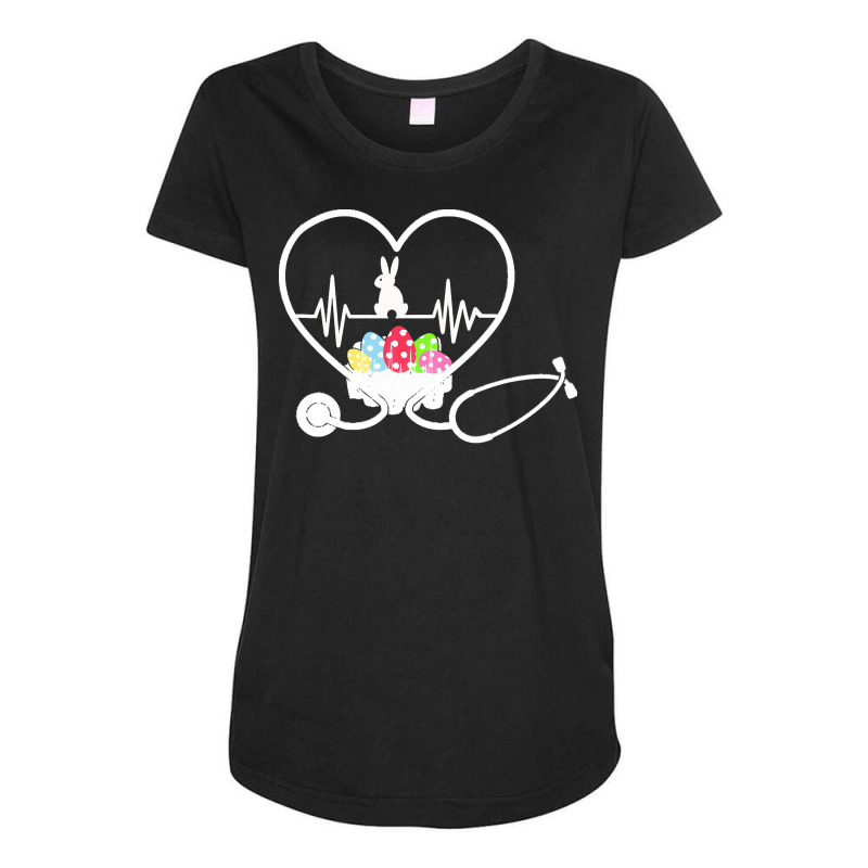 Easter Day T  Shirt Stethoscope Nurse Tail Easter Bunny Colorful Eggs Maternity Scoop Neck T-shirt | Artistshot