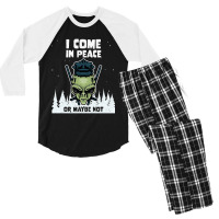 Alien Galaxy Science Space Lover I Come In Peace Or Maybe Not-lguib Men's 3/4 Sleeve Pajama Set | Artistshot