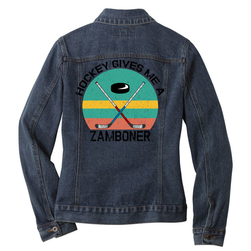 Hockey Gives Me A Zamboner For Light Ladies Denim Jacket by Gurkan | Artistshot