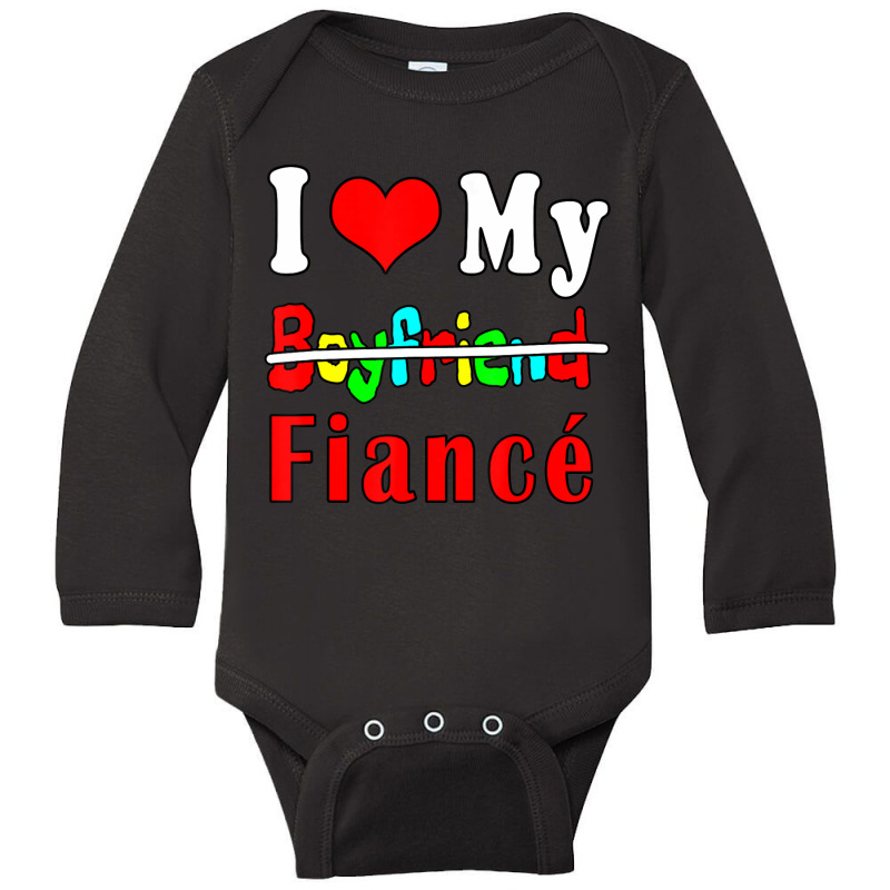 Trending I Love My Boyfriend Fiance Love Valentine's Day Quotes Long Sleeve Baby Bodysuit by Bostic Walling | Artistshot